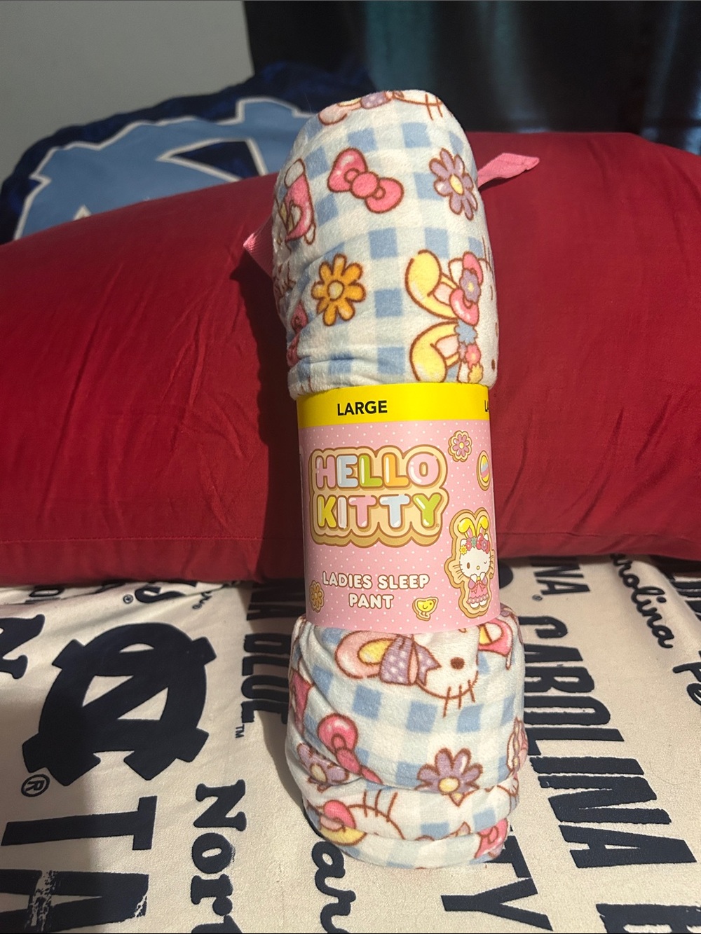 Hello Kitty Blue & Pink Gingham Floral Sleep Pants